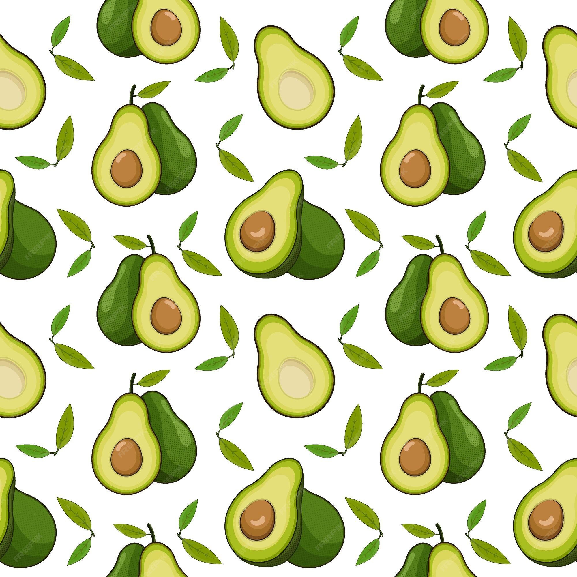 Premium Vector | Avocado cartoon background, avocado fruit seamless pattern