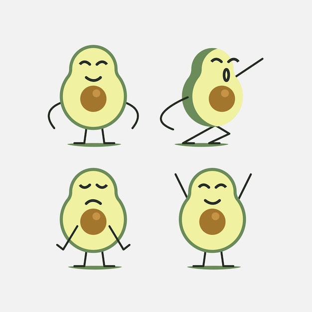 Personaggio dei cartoni animati di avocado isolato su sfondo bianco