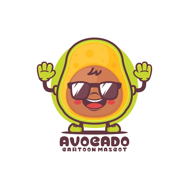 Avocado cartoon mascot fruit vector illustration