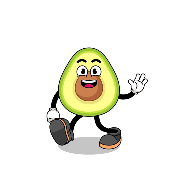 Avocado cartoon wandelen karakterontwerp