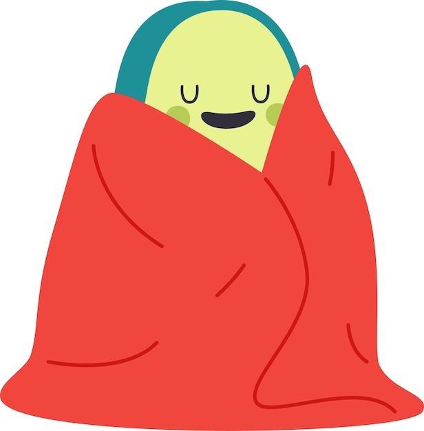 Vector avocado character in blanket