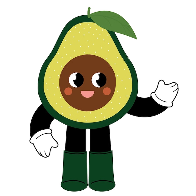 Vector avocado character cute avocado illustration