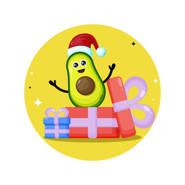 Avocado regalo di natale simpatico personaggio logo