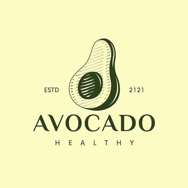 Modello di logo classico di avocado isolato su giallo