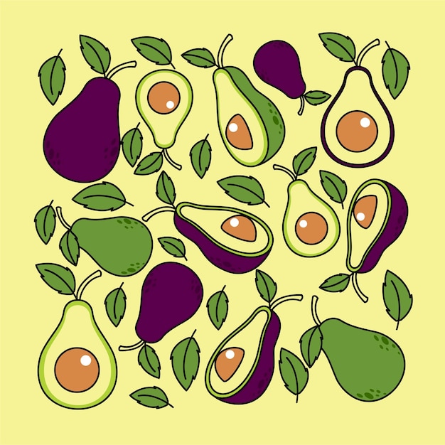 Avocado doodle hand drawn design