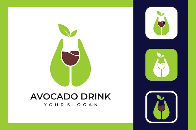дизайн логотипа напитка из авокадо и иконки