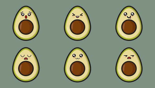 Vector avocado-emoticons