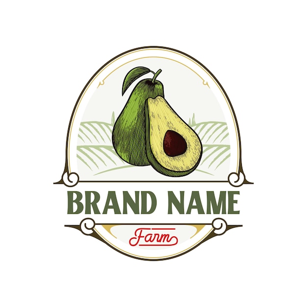 avocado farm logo in vintage style