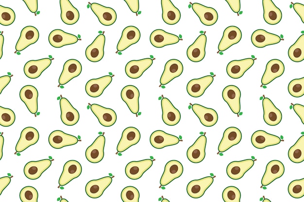 Avocado fresh fruit seamless abstract pattern on white background vector designx9