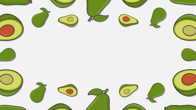 Avocado Fruit Achtergrond Ontwerpsjabloon Avocado Cartoon Vectorillustratie Natuur