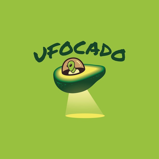 Vettore frutto di avocado come ufo.