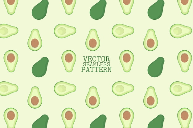 Avocado fruit cute green vector illustration seamless repeat pattern