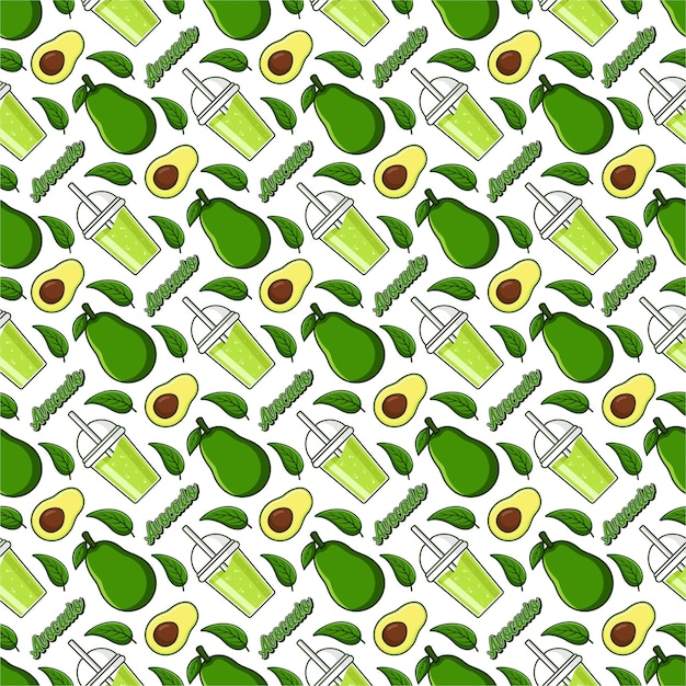Avocado fruit juice seamless pattern background illustration
