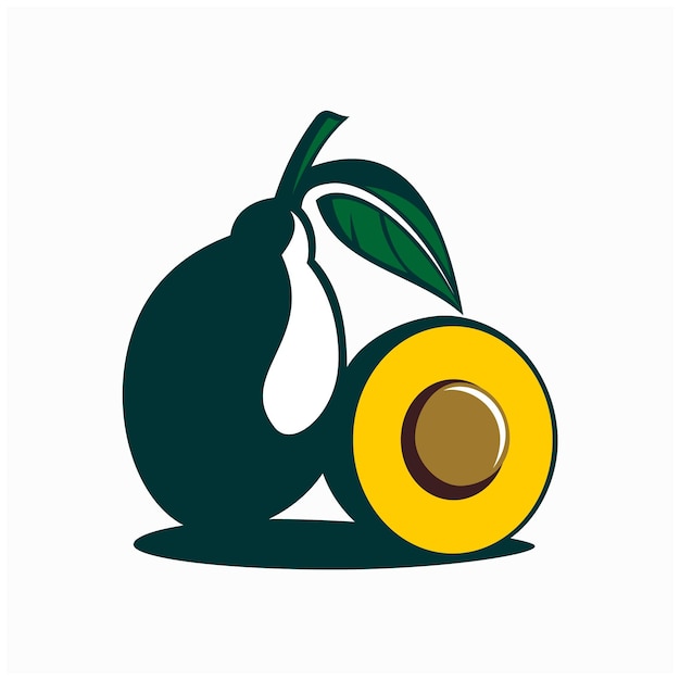 Disegno del logo della frutta dell'avocado foglia verde matura dell'avocado verde