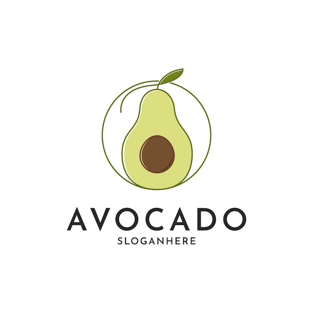 avocado fruit logo design idea with leaf and circle
