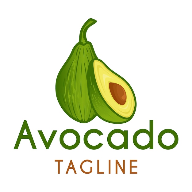 Disegno del logo del frutto dell'avocado con l'icona del frutto dell'avocado fresco perfetto per le etichette della frutta icona della bevanda del succo