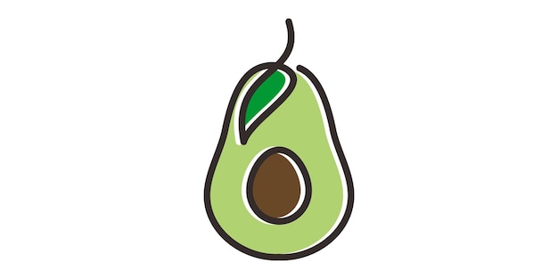 Avocado fruit logo ontwerp lijn pictogram vector illustratie