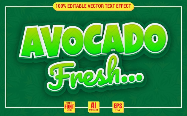 Avocado fruit text effect