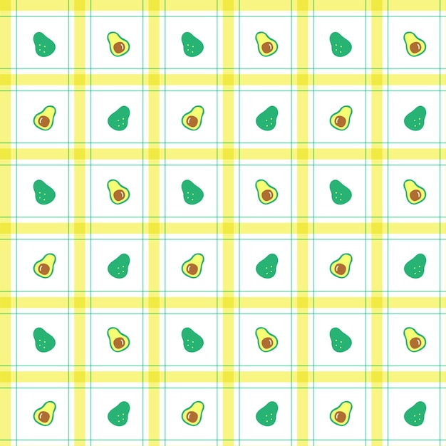 Avocado fruit vegetable yellow green stripe line checkered plaid tartan scott gingham pattern bg