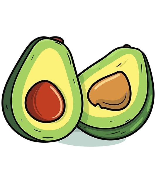 Avocado geheel en half illustratie op witte achtergrond