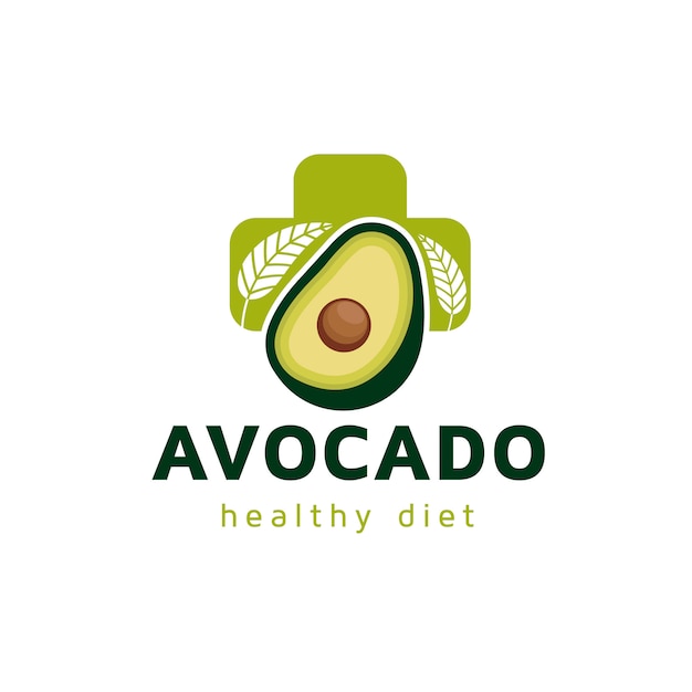 Avocado gezond voedsel logo ontwerp