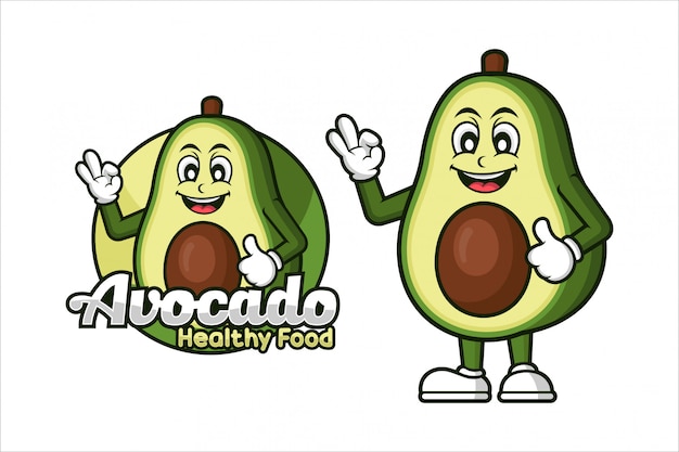 Avocado gezonde voeding ontwerp mascotte