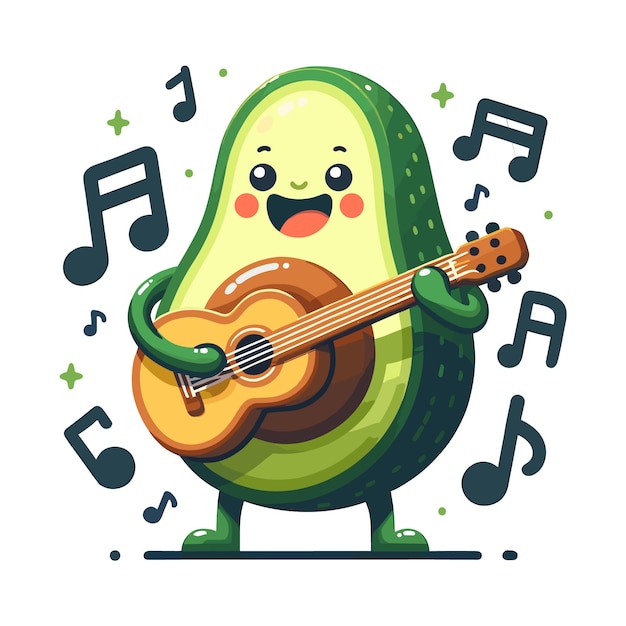 Vector avocado guitar solo