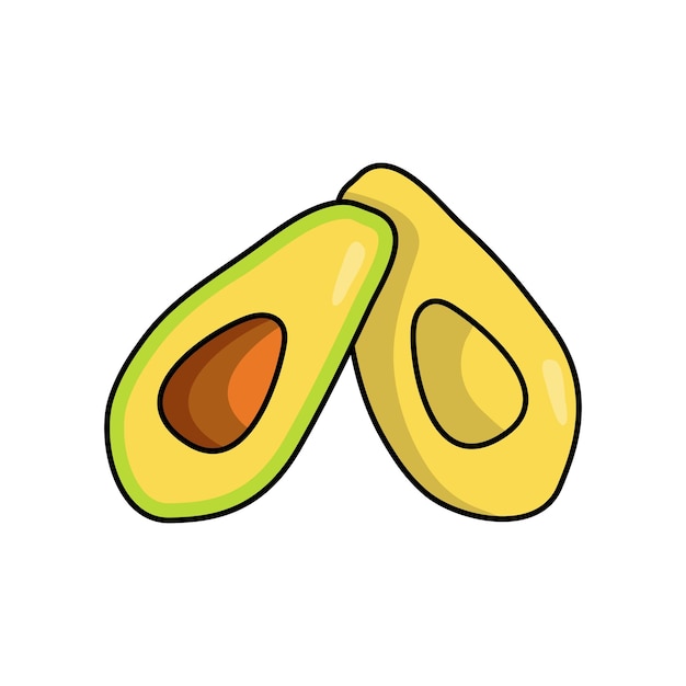 avocado halved on a white background