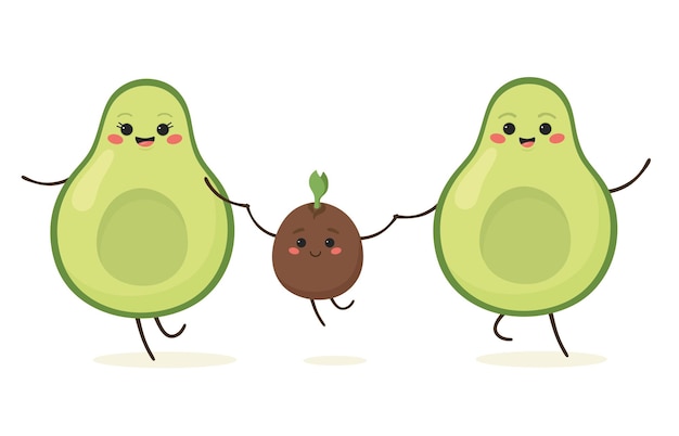 Avocado Happy avocado family with baby