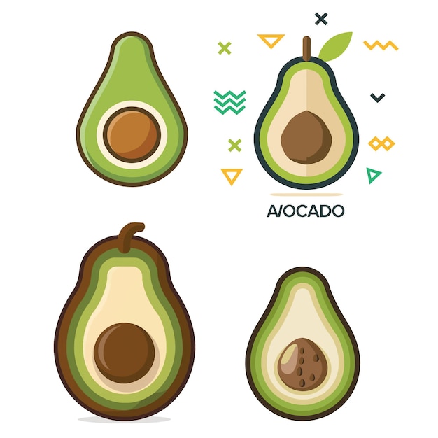 Avocado illustration set