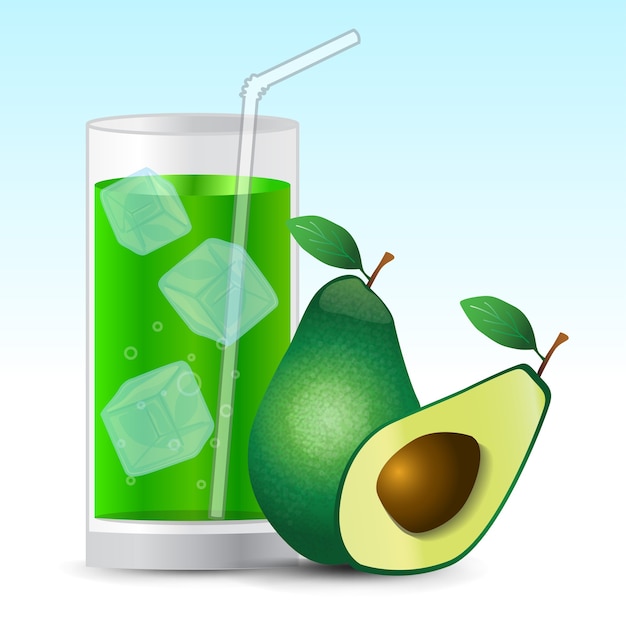 Напиток с соком авокадо в стакане