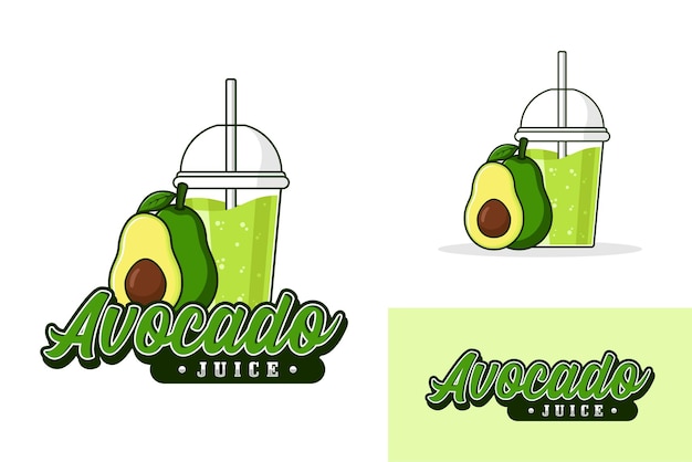 Avocado juice drink logo design illustration collection