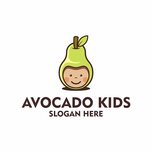 Illustrazione del design del logo per bambini dell'avocado