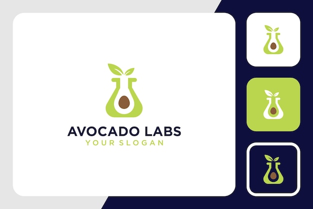 Design del logo avocado con ispirazione di laboratorio