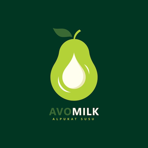 Avocado-logo eenvoudige vorm met melkdruppel in de vorm