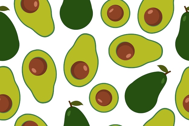 Vector avocado naadloze vector patroon trendy kinderachtig patroon voor decoratie ontwerp poster textiel eenvoudige vectorillustratie met vegetarische gezonde voeding