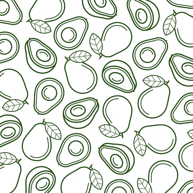 Avocado pattern background set Collection icons avocado Vector