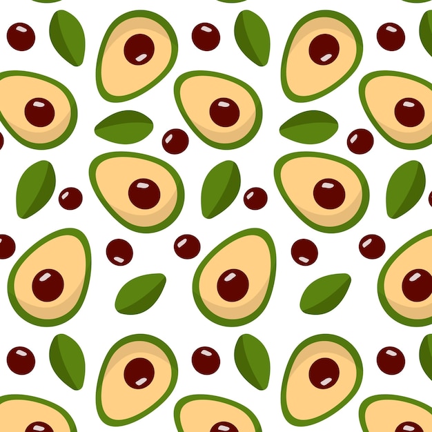 avocado pattern on a transparent background in the style of flat vector graphics