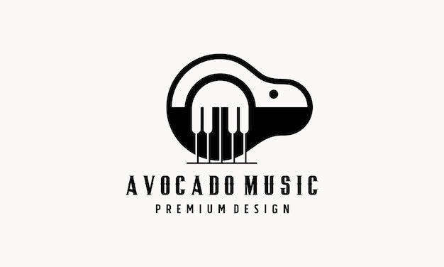 Vector avocado piano logo design.flat style