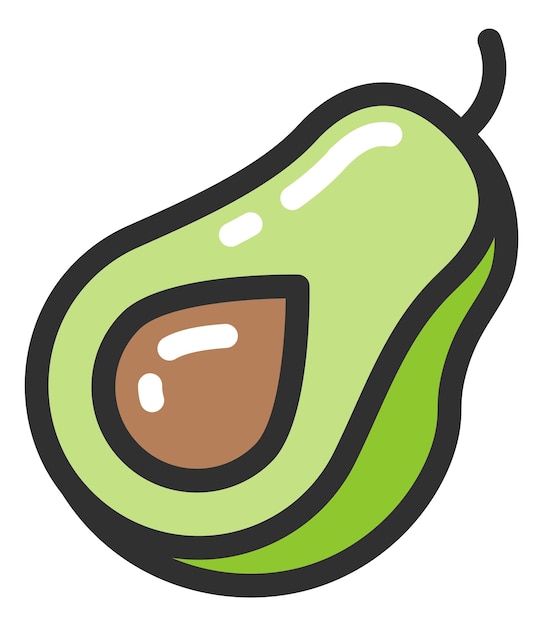 Avocado-pictogram. Vers groen fruit half gesneden