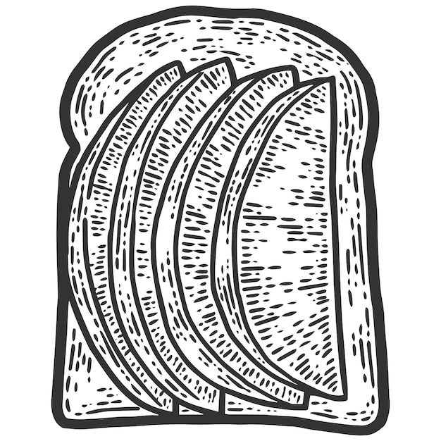 아보카도 샌드위치 스케치 스크래치 보드 모방 흑백