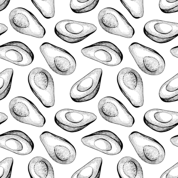 Avocado seamless background vector illustration