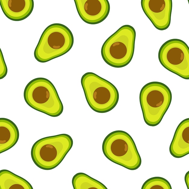 Avocado seamless pattern Summer healthy background Organic food ingredient print in cartoon style