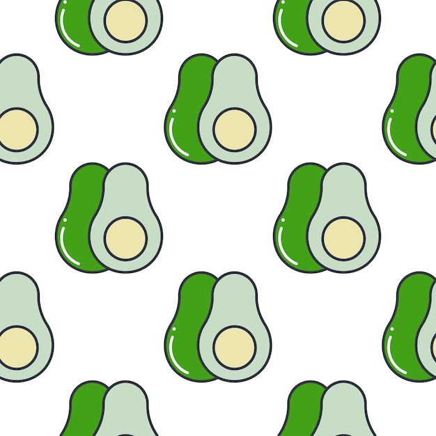 Avocado seamless pattern vector sfondo con frutta intera e metà avocado stampa alimentare