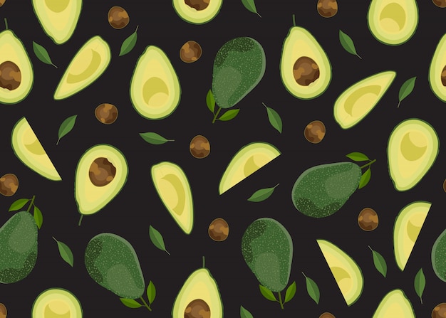 Vector avocado seamless pattern whole d