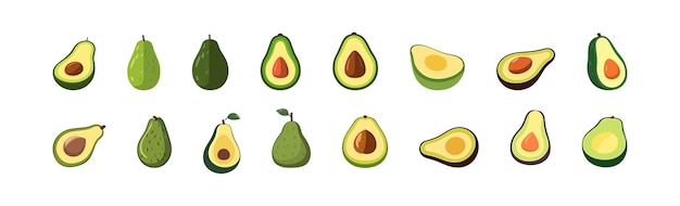 Плоская мультфильм с авокадо на белом фоне векторная иллюстрация