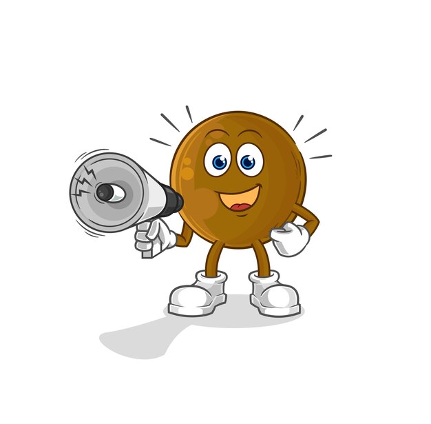 Avocado stone holding hand loudspeakers vector cartoon character