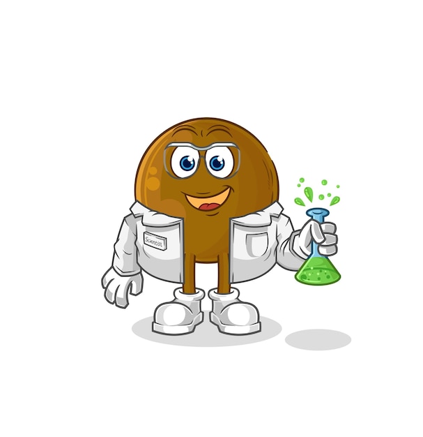 Avocado stone scientist character cartoon mascot vector