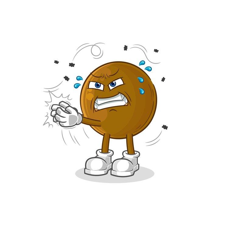 Vector avocado stone swat fly character cartoon mascot vector