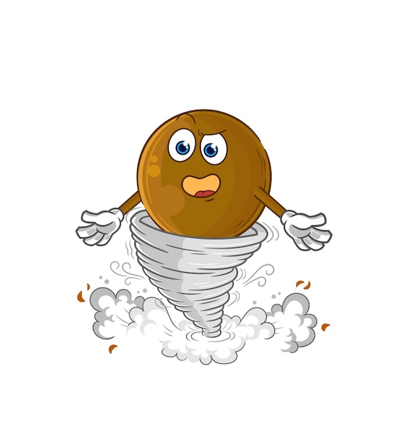 Vector avocado stone in the tornado cartoon character vector